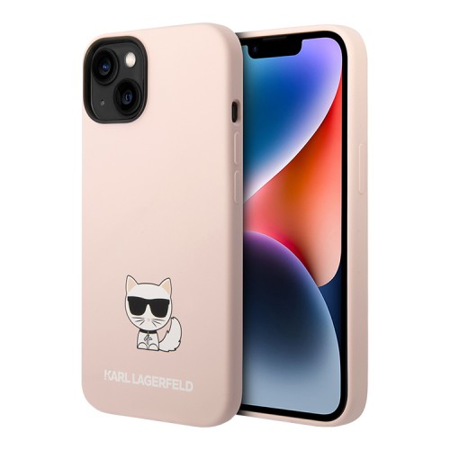 Чехол Lagerfeld Liquid silicone Choupette body Hard для iPhone 14, розовый