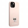 Чехол Lagerfeld Liquid silicone Choupette body Hard для iPhone 14, розовый