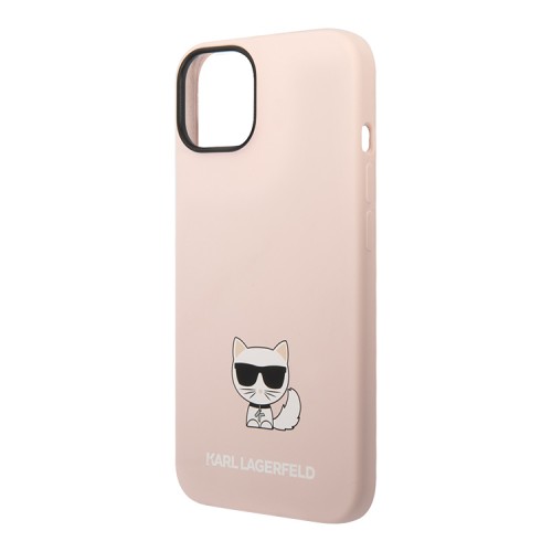 Чехол Lagerfeld Liquid silicone Choupette body Hard для iPhone 14, розовый