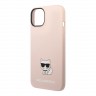 Чехол Lagerfeld Liquid silicone Choupette body Hard для iPhone 14, розовый