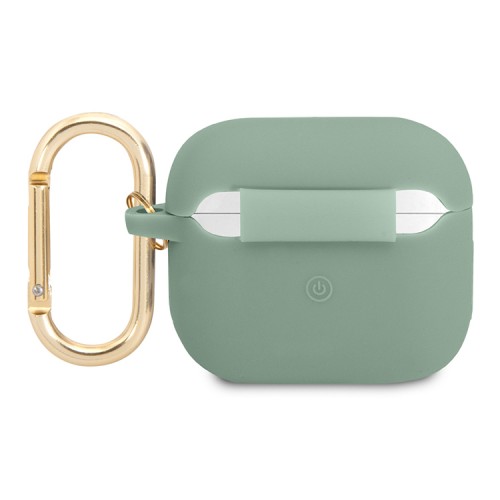 Чехол Guess Silicone Script logo с карабином для Airpods 3 (2021), зеленый