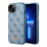 Чехол Guess PU 4G Script metal logo Hard для iPhone 14 Plus, голубой