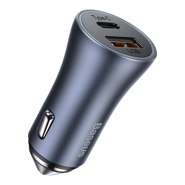 Автомобильная зарядка Baseus Golden Contactor Pro Dual Quick Charger Car Charger U+C 40W, Dark Gray