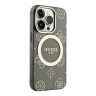 Чехол Guess Peony Glitter Hard для iPhone 14 Pro Max, черный/золотой (MagSafe)