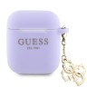 Guess для Airpods 1/2 чехол Liquid silicone with 4G Diamond charm Purple