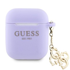 Guess для Airpods 1/2 чехол Liquid silicone with 4G Diamond charm Purple