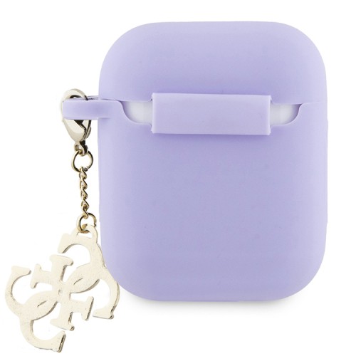 Guess для Airpods 1/2 чехол Liquid silicone with 4G Diamond charm Purple