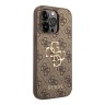 Guess для iPhone 15 Pro чехол PU 4G Big metal logo Hard Brown