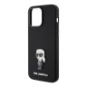 Lagerfeld для iPhone 15 Pro Max чехол Liquid silicone NFT Karl Ikonik metal pin Hard Black