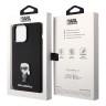 Lagerfeld для iPhone 15 Pro Max чехол Liquid silicone NFT Karl Ikonik metal pin Hard Black