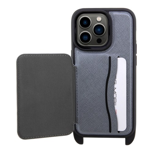 Karl Lagerfeld для iPhone 15 Pro чехол Crossbody cardslot PU Saffiano NFT Karl&Choupette Hard Silver