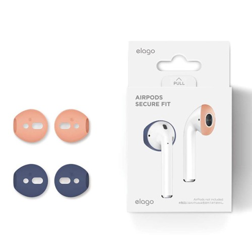 Накладки Elago Secure Fit для AirPods 1/2, синий/бежевый (2 пары)