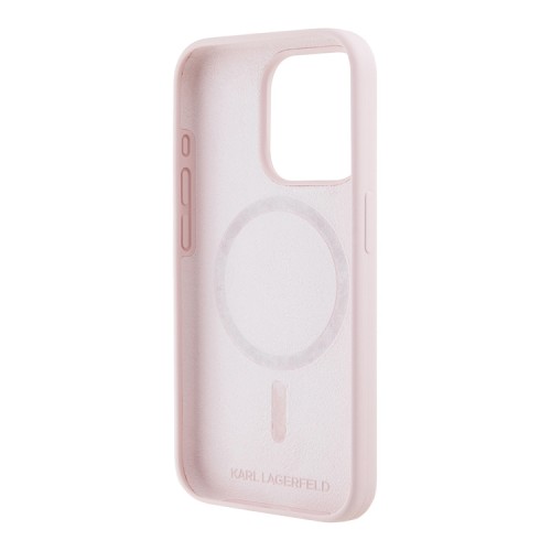 Karl Lagerfeld для iPhone 15 Pro чехол Liquid Silicone NFT Karl & Choupette Head Hard Pink (MagSafe)