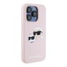 Karl Lagerfeld для iPhone 15 Pro чехол Liquid Silicone NFT Karl & Choupette Head Hard Pink (MagSafe)