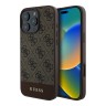 Guess для iPhone 16 Pro Max чехол PU кожа 4G Bottom stripe Metal logo Brown