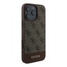 Guess для iPhone 16 Pro Max чехол PU кожа 4G Bottom stripe Metal logo Brown