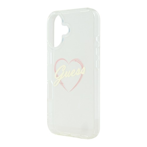 Guess для iPhone 16 чехол PC/TPU Heart Transparent