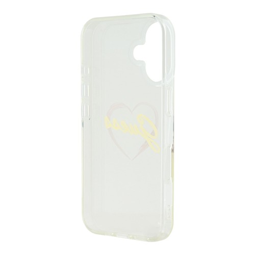 Guess для iPhone 16 чехол PC/TPU Heart Transparent
