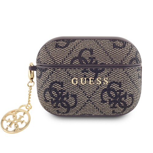 Guess для Airpods Pro 2 чехол PU leather 4G with Classic metal logo and Charm Brown