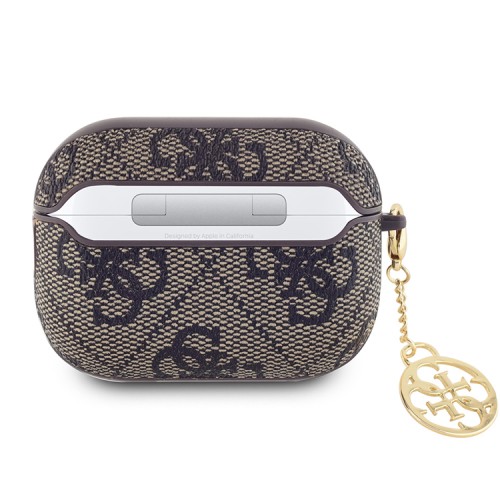 Guess для Airpods Pro 2 чехол PU leather 4G with Classic metal logo and Charm Brown