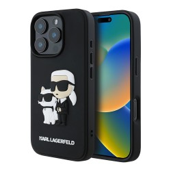 Karl Lagerfeld для iPhone 16 Pro чехол 3D Rubber NFT Karl & Choupette Hard Black