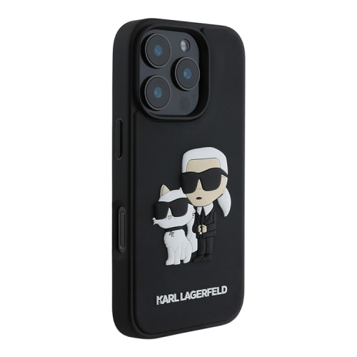 Karl Lagerfeld для iPhone 16 Pro чехол 3D Rubber NFT Karl & Choupette Hard Black