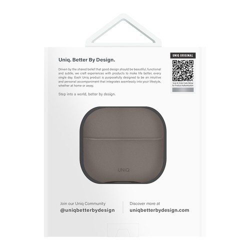 Uniq для Airpods 4 чехол Lyden Leatherette with handstrap Grey