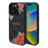 Guess для iPhone 16 Pro чехол PU Flowers Roses Hard Black (MagSafe)