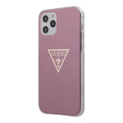 Чехол Guess Metallic effect Triangle logo Hard для iPhone 12 mini, розовый