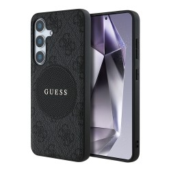 Guess для Galaxy S25 чехол PU 4G with Round Patch Metal logo Hard Black (MagSafe)
