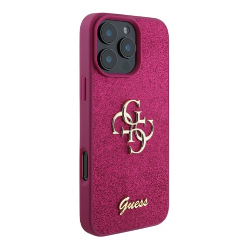 Guess для iPhone 16 Pro чехол Fixed Glitters 4G Big metal logo Hard Purple
