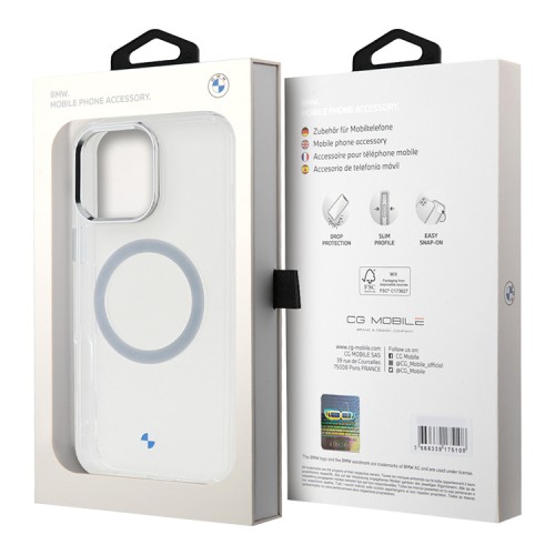 BMW для iPhone 16 Pro Max чехол Signature PC/TPU Printed Circle прозрачный (MagSafe)