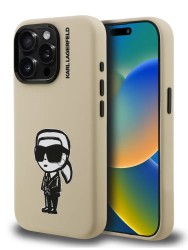 Karl Lagerfeld для iPhone 15 Pro Max чехол Liquid Silicone Sketch Karl Ikonik Brown (MagSafe)