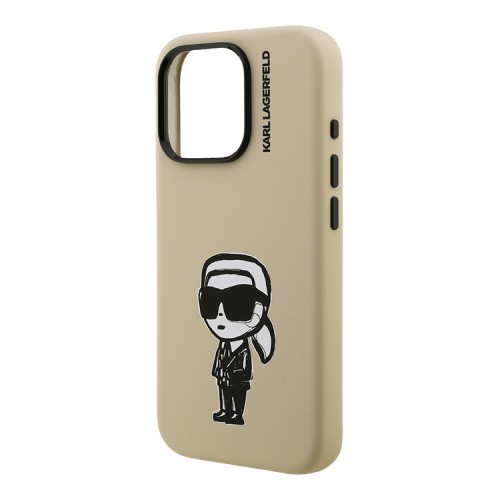 Karl Lagerfeld для iPhone 15 Pro Max чехол Liquid Silicone Sketch Karl Ikonik Brown (MagSafe)