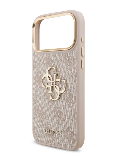 Guess для iPhone 17 Pro Max чехол Crossbody PU 4G Big metal logo Gold camera Hard + Strap Pink