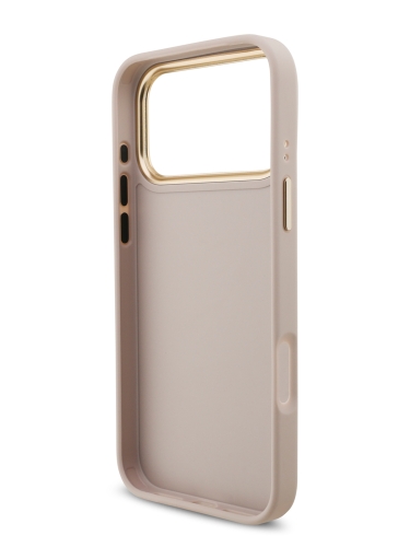 Guess для iPhone 17 Pro Max чехол Crossbody PU 4G Big metal logo Gold camera Hard + Strap Pink