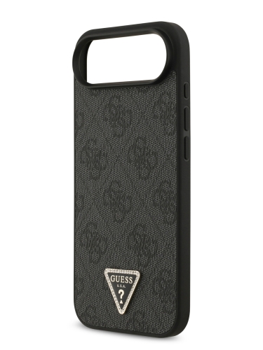 Guess для iPhone Air чехол PU 4G Triangle Diamond metal logo Hard Black (MagSafe)