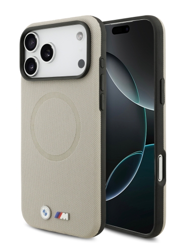 BMW для iPhone 17 Pro чехол M-series PU Full Wrapped Metal logo & Cam Hard Grey (MagSafe)