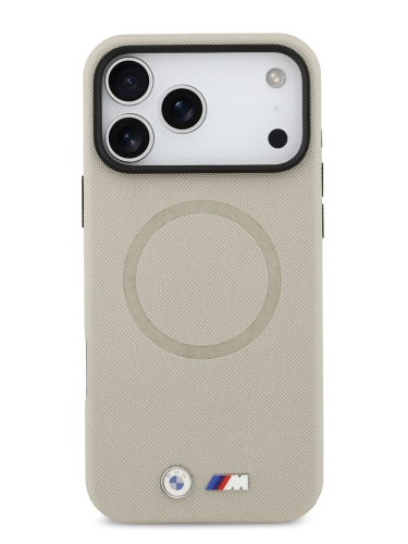 BMW для iPhone 17 Pro чехол M-series PU Full Wrapped Metal logo & Cam Hard Grey (MagSafe)