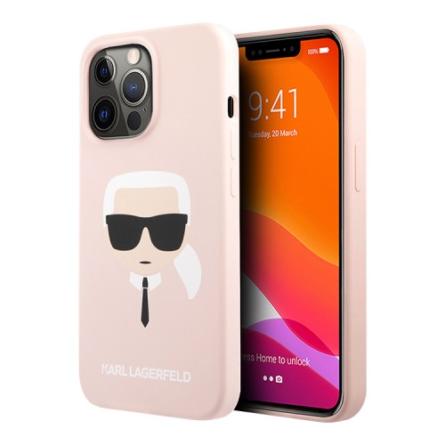 Чехол Karl Lagerfeld Liquid silicone Karl's Head Hard для iPhone 13 Pro Max, розовый