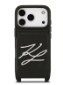 Karl Lagerfeld для iPhone 17 Pro Max чехол Crossbody cardslot PU Saffiano Autograph Hard Black