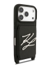 Karl Lagerfeld для iPhone 17 Pro Max чехол Crossbody cardslot PU Saffiano Autograph Hard Black