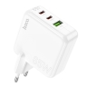 HOCO сетевое зарядное устройство C115A Header GaN charger three-port Dual Type-C PD65W + USB-A QC3.0 White