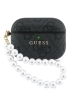 Guess для Airpods Pro 3 чехол PU leather 4G with Classic metal logo and Pearl hand strap Black