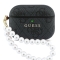 Guess для Airpods Pro 3 чехол PU leather 4G with Classic metal logo and Pearl hand strap Black