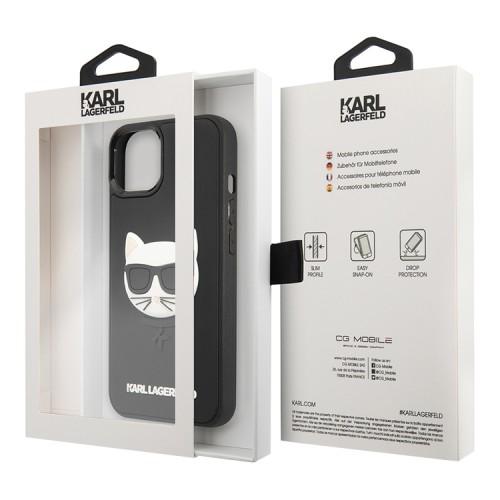 Karl Lagerfeld 3D Rubber Choupette's head Hard чехол для iPhone 13 mini, черный