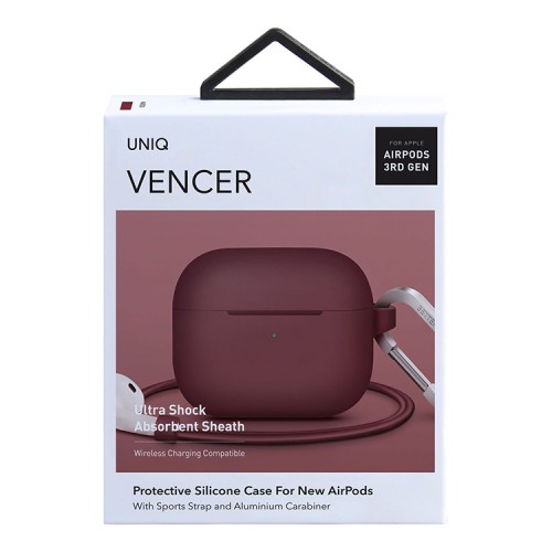 Чехол Uniq Vencer Silicone case +carabin and strap для AirPods 3 (2021), красный