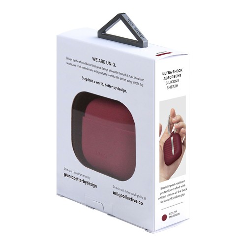 Чехол Uniq Vencer Silicone case +carabin and strap для AirPods 3 (2021), красный