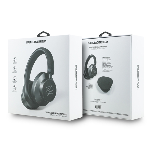 Karl Lagerfeld наушники беспроводные накладные Bluetooth HP ANC/ENC PU Grained Metal Initials Logo Black