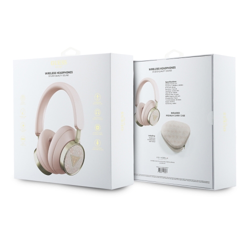 Guess наушники беспроводные накладные Bluetooth HP ENC PU 4G with Triangle Diamond Logo Pink